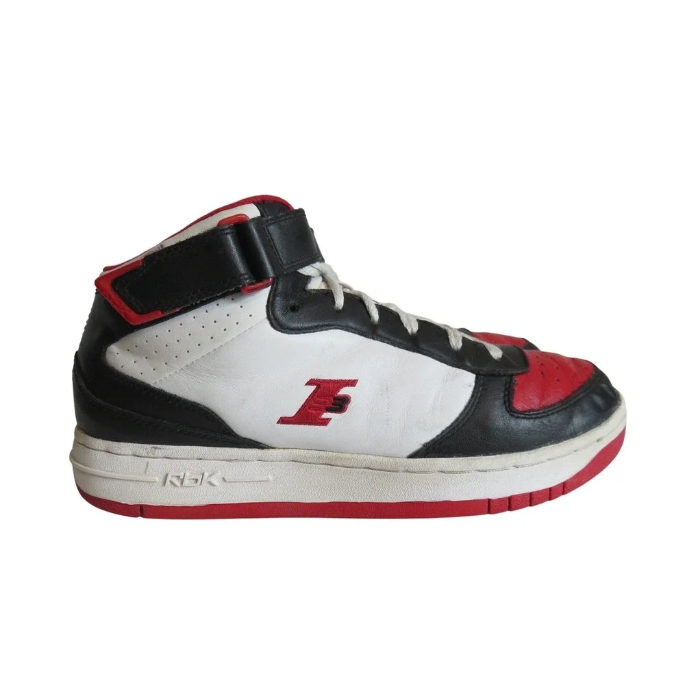 Vintage Allen Iverson Reebok High Top Mens Black Red Leather Sneakers Size 9